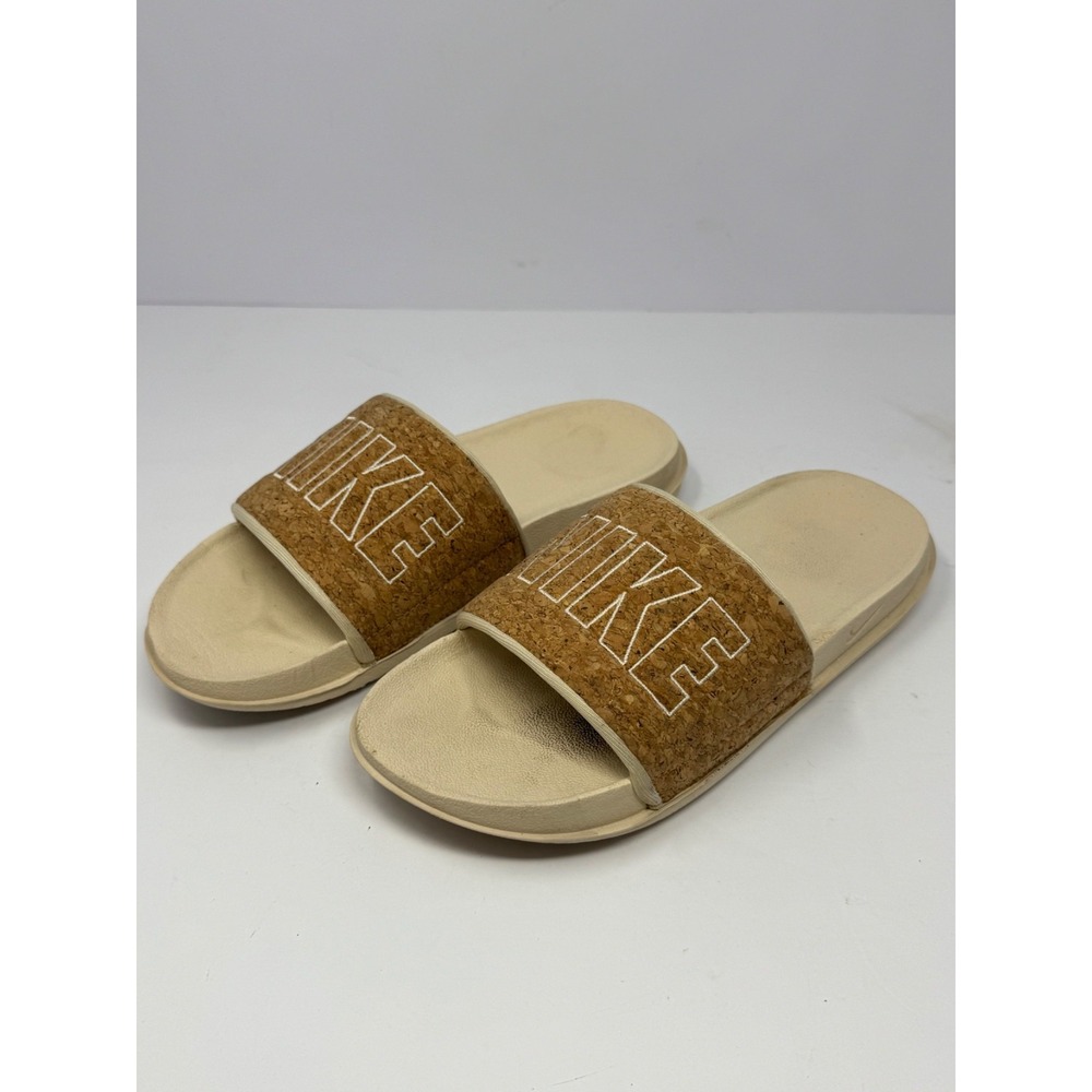 Nike Victori One Slide Cork Print Women's Size 8 White Chutney Sandals B5